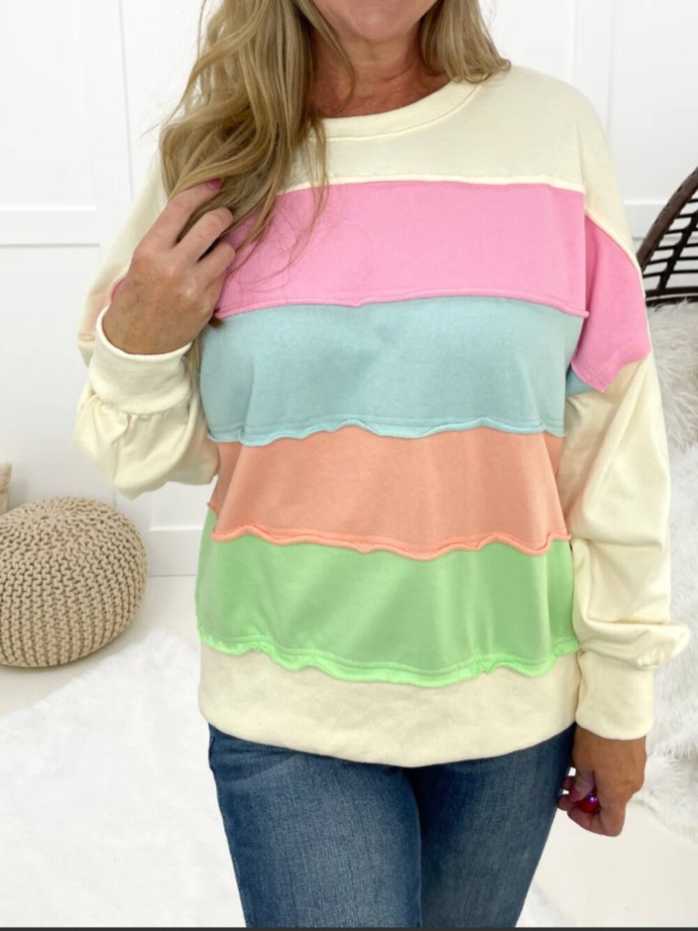 New! Peach Love Laffy Taffy Sweater Pullover Size Large